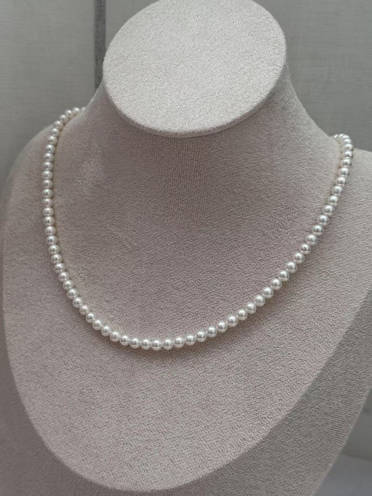淡水珍珠项链s925银扣 点位4-5mm小米珠近正圆极微微瑕锁骨链百搭