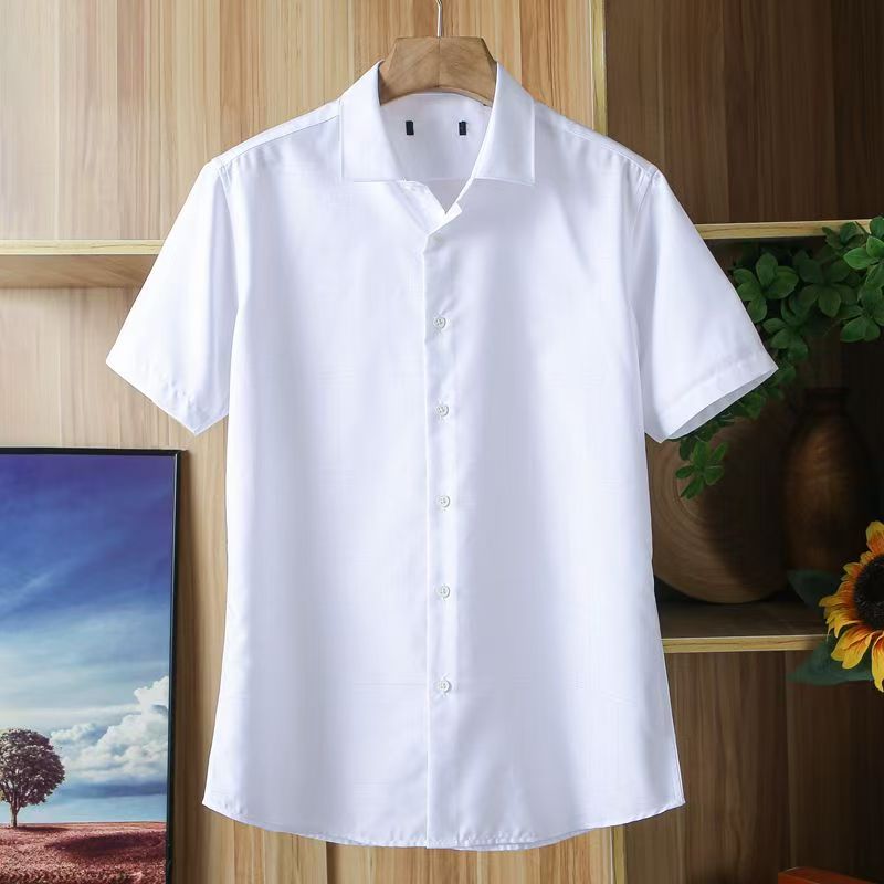 H-25年夏季新款白色短袖衬衫DP免熨烫衬衣商务正装