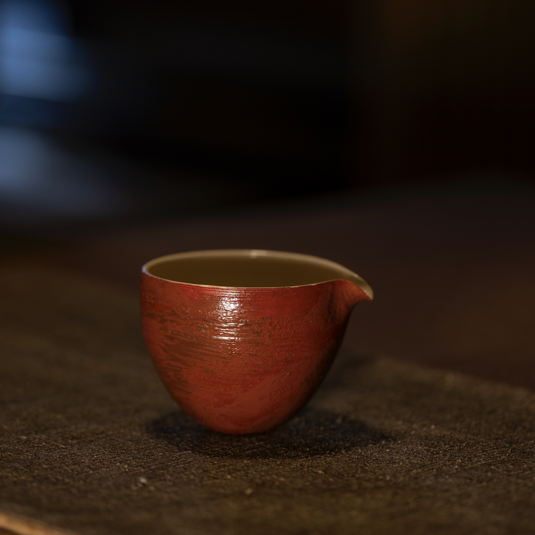 大漆12  红色肌理 小匀杯 公道
