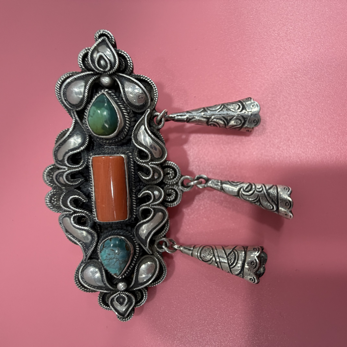 足银旭日松手工发夹1350