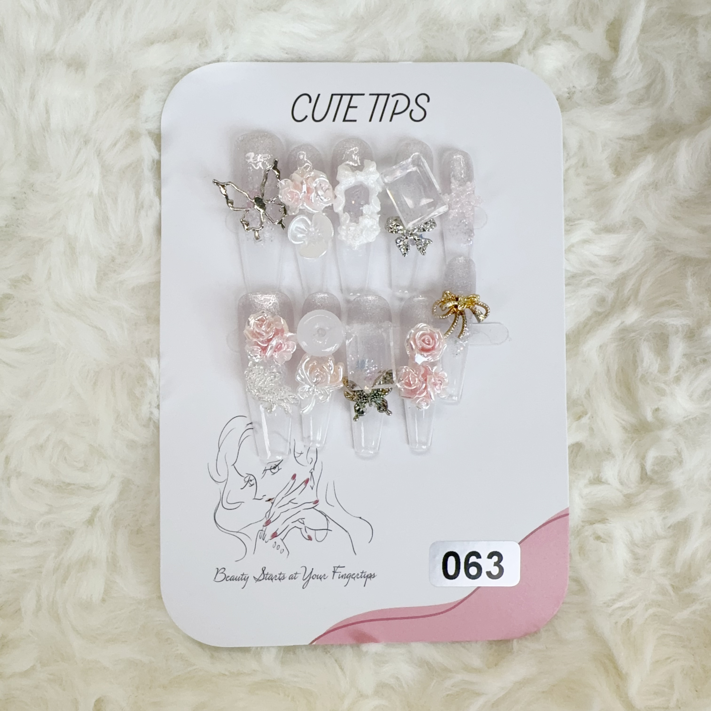 【s码】63号超长款淡紫色系重工甲（买一赠一，赠品不参与退换）