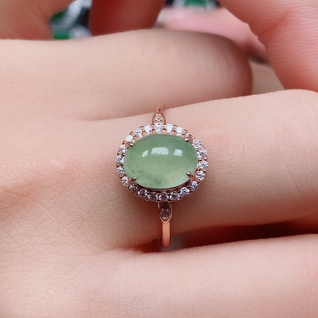 翡翠戒指银S925镶嵌戒指