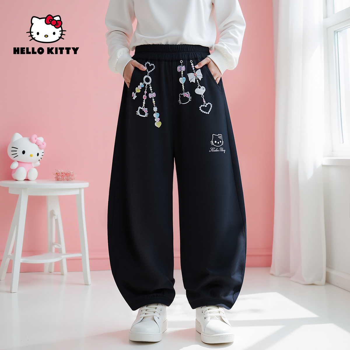 HelloKitty冬季新款女童装裤子中大童时尚休闲裤AC5424MK495 KT