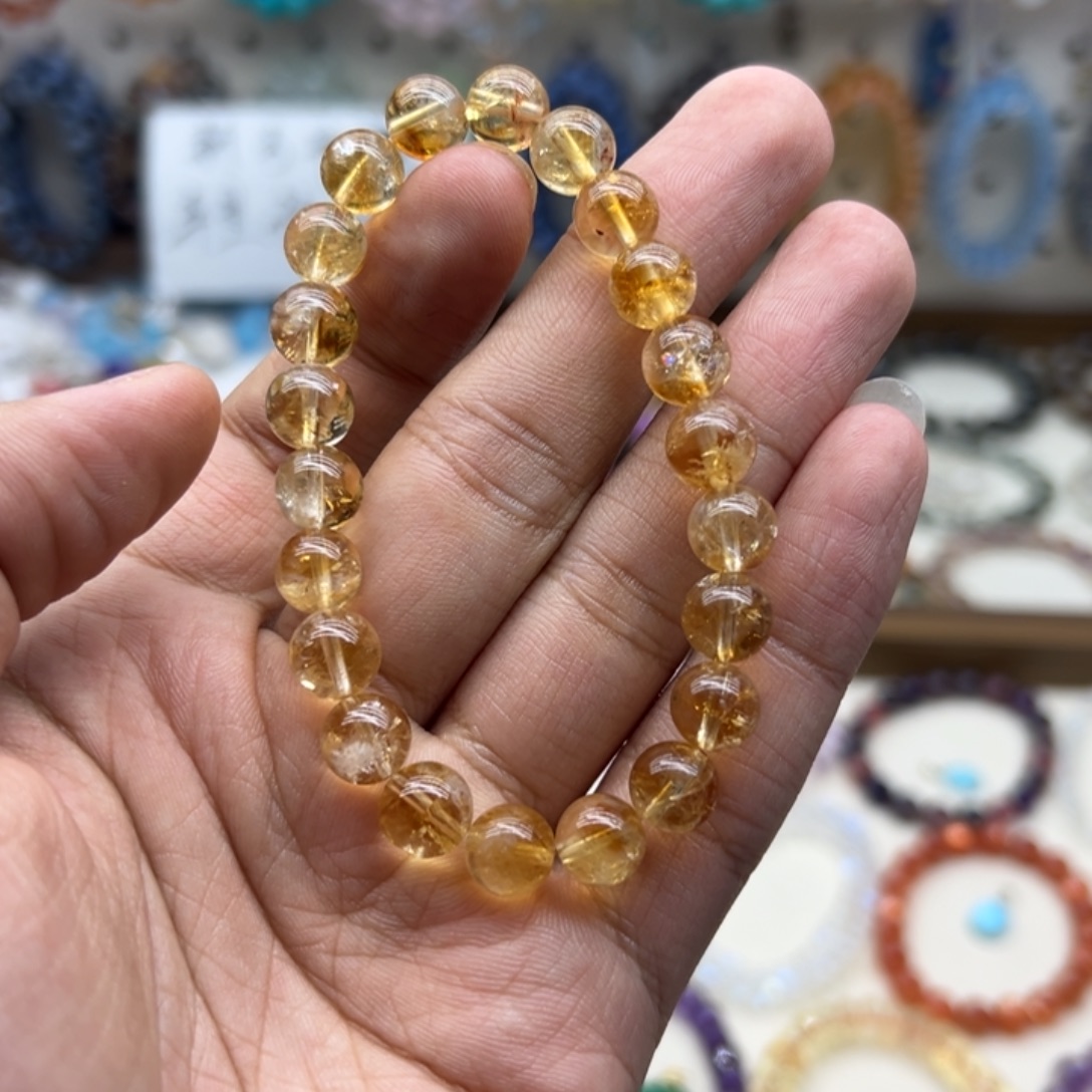 我***癖水晶手链未镶嵌9.1咪黄塔晶