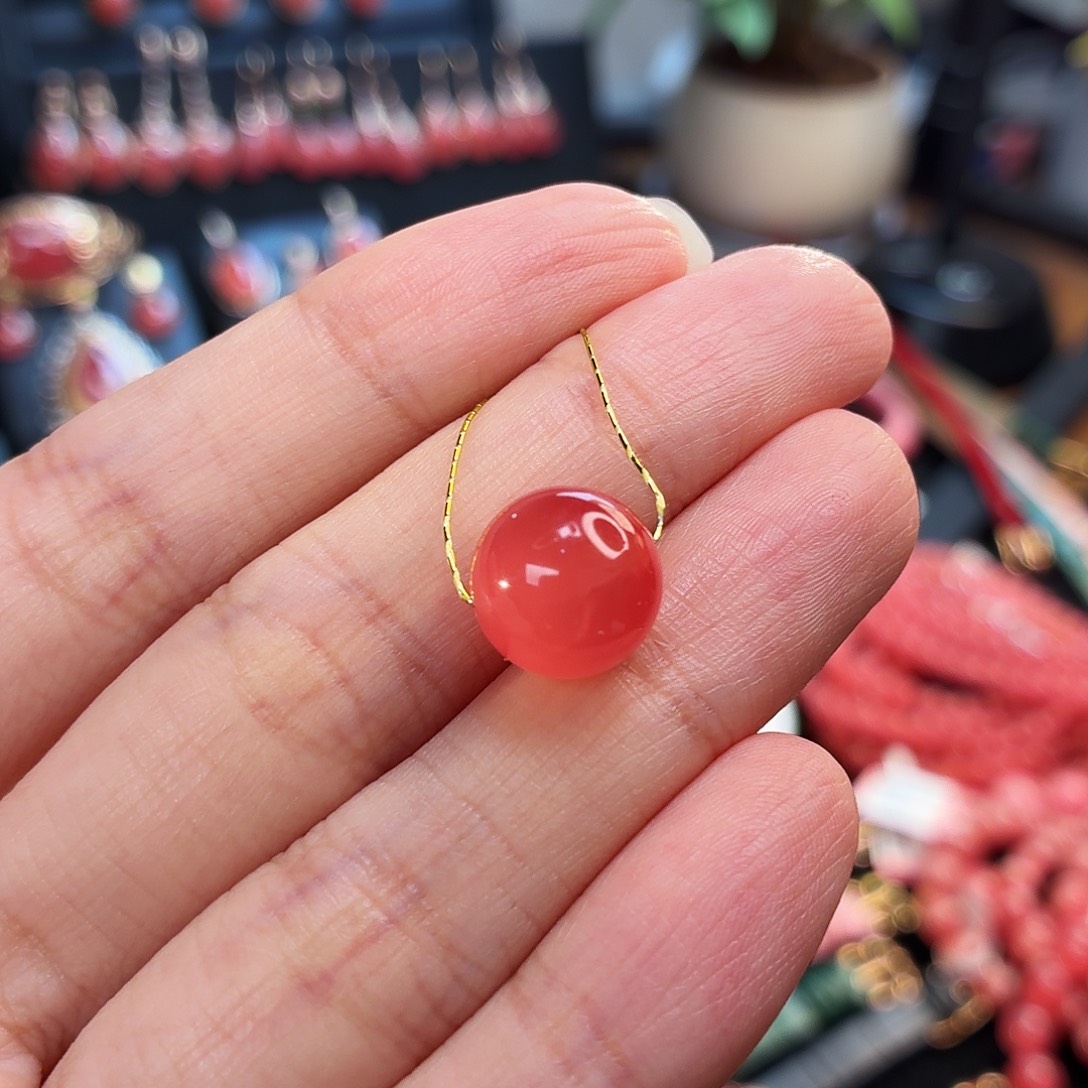 菱锰矿（红纹石）未镶嵌珠宝半成品11.3mm极品单珠