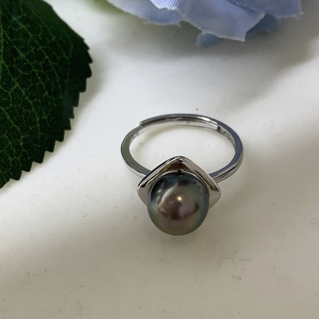 天然海水珍珠大溪地极强光无暇戒指9-10mm时尚潮流