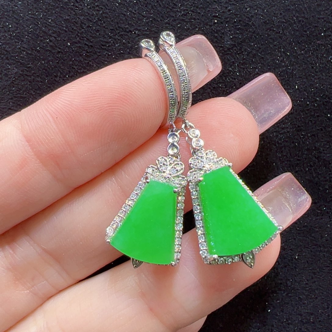 翡翠18K金镶嵌耳饰猫*耳坠