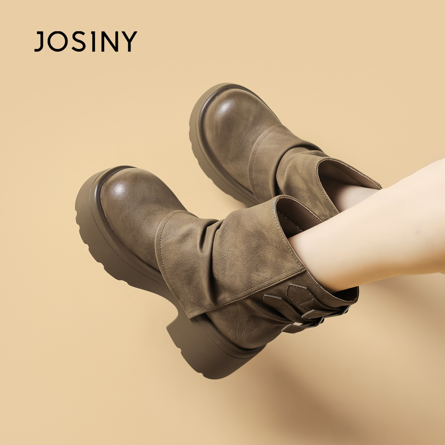 卓诗尼厚底马丁靴女款2025新款短靴子美拉德靴骑士靴561A60454