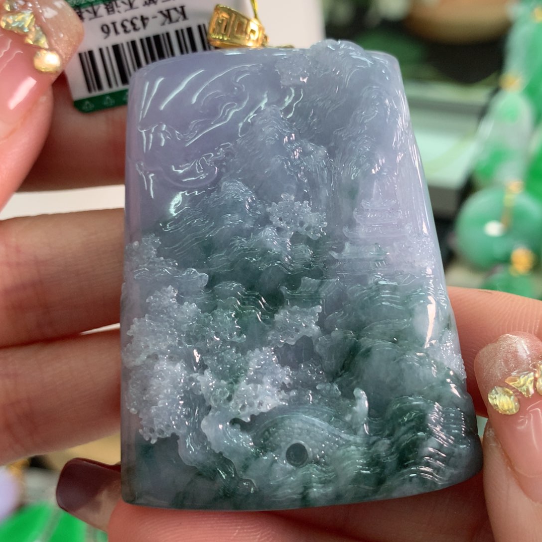 翡翠吊坠(不含链)18K金镶嵌