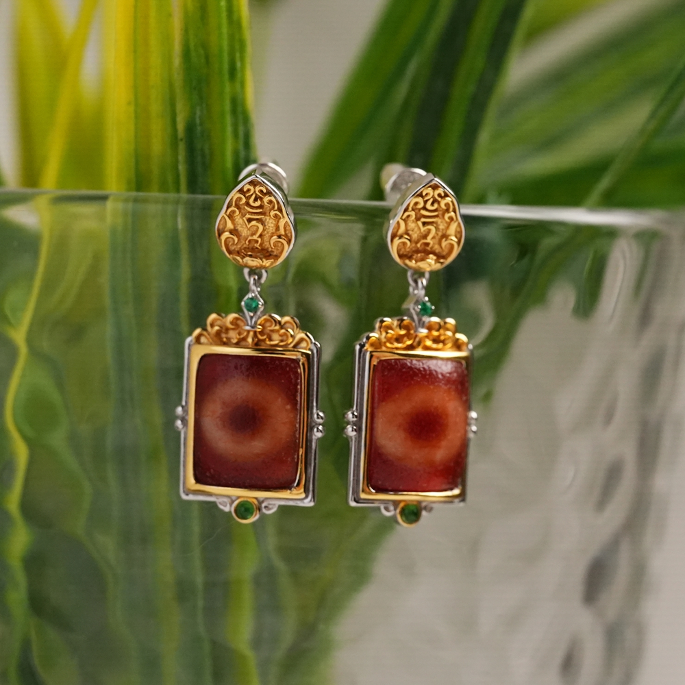 925银耳饰 红肉一眼度母耳坠耳饰 J039 多样性发一