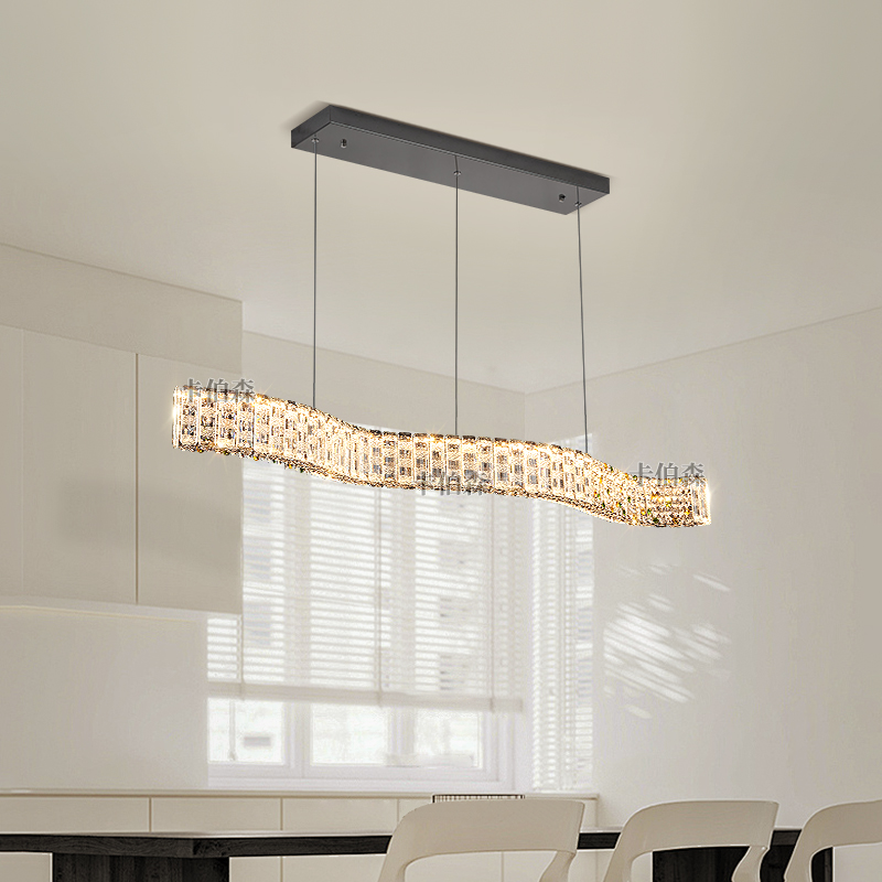 设计师款餐厅水晶吊灯现代轻奢高档大气别墅样板间岛台饭厅吧台灯