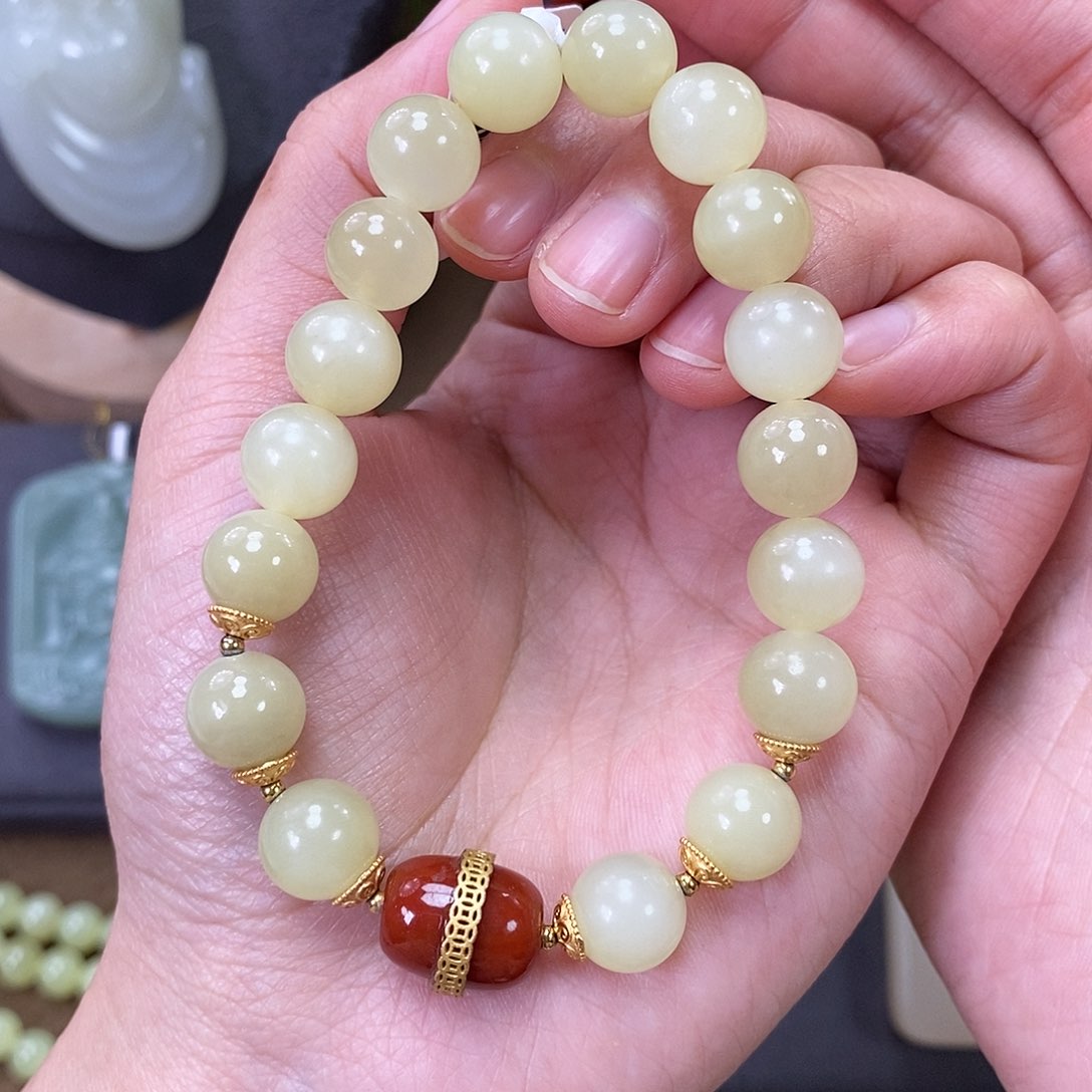 和田玉手串未镶嵌os