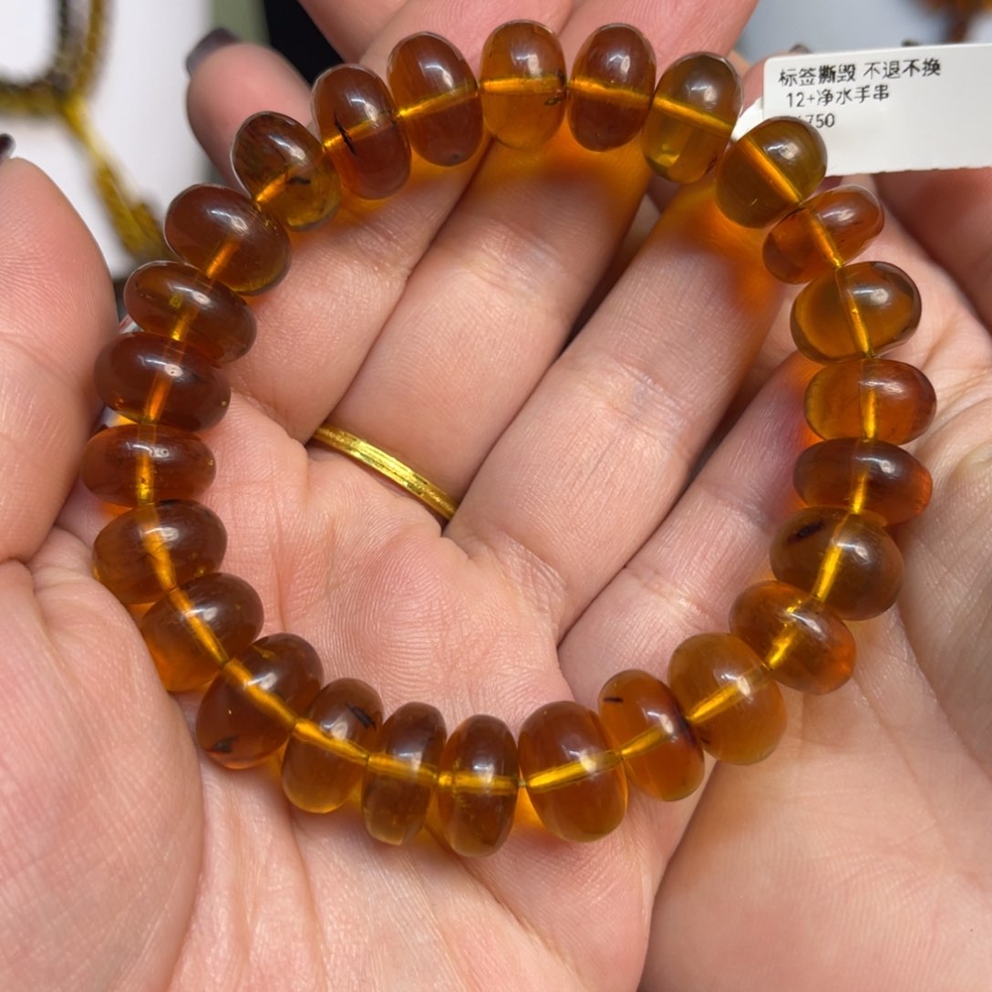 琥珀手链未镶嵌抚顺琥珀金珀净水12+
