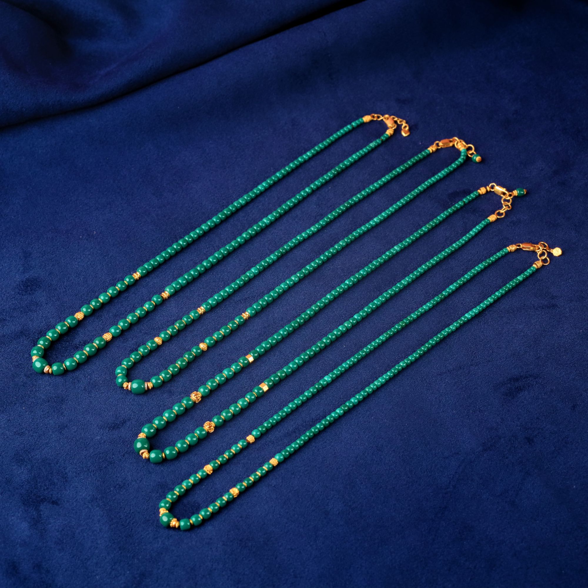 『易婵居甄选』-原矿绿松石老油绿小米塔链