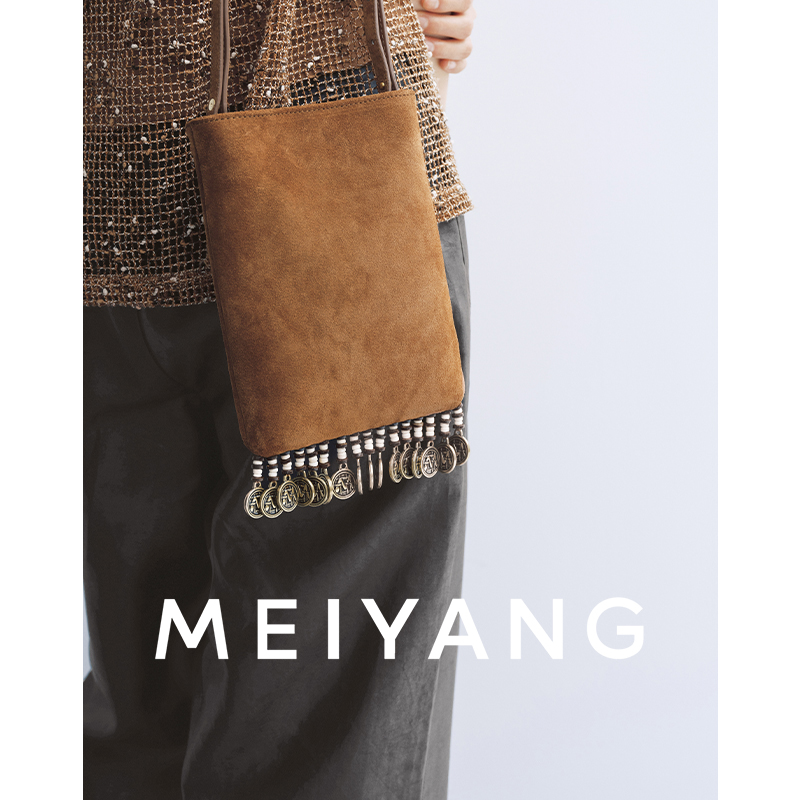 美洋MEIYANG 金币包【商场同款】反绒皮_ 复古金币流苏斜机包短款