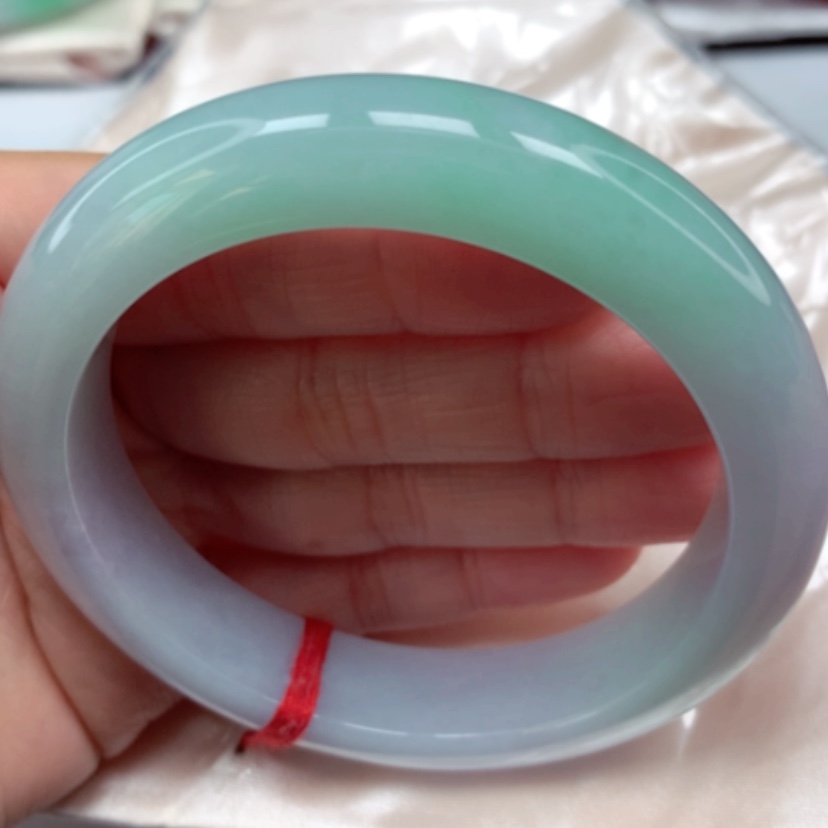 【闪购商品】翡翠手镯未镶嵌冰胶甜绿春彩手镯5758圈21号