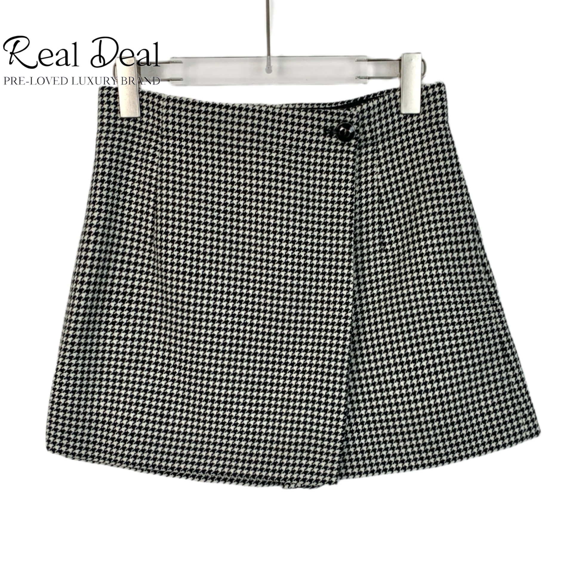99新 DIOR/迪奥 Q13769 黑白拼色千鸟格短裙 XXS码