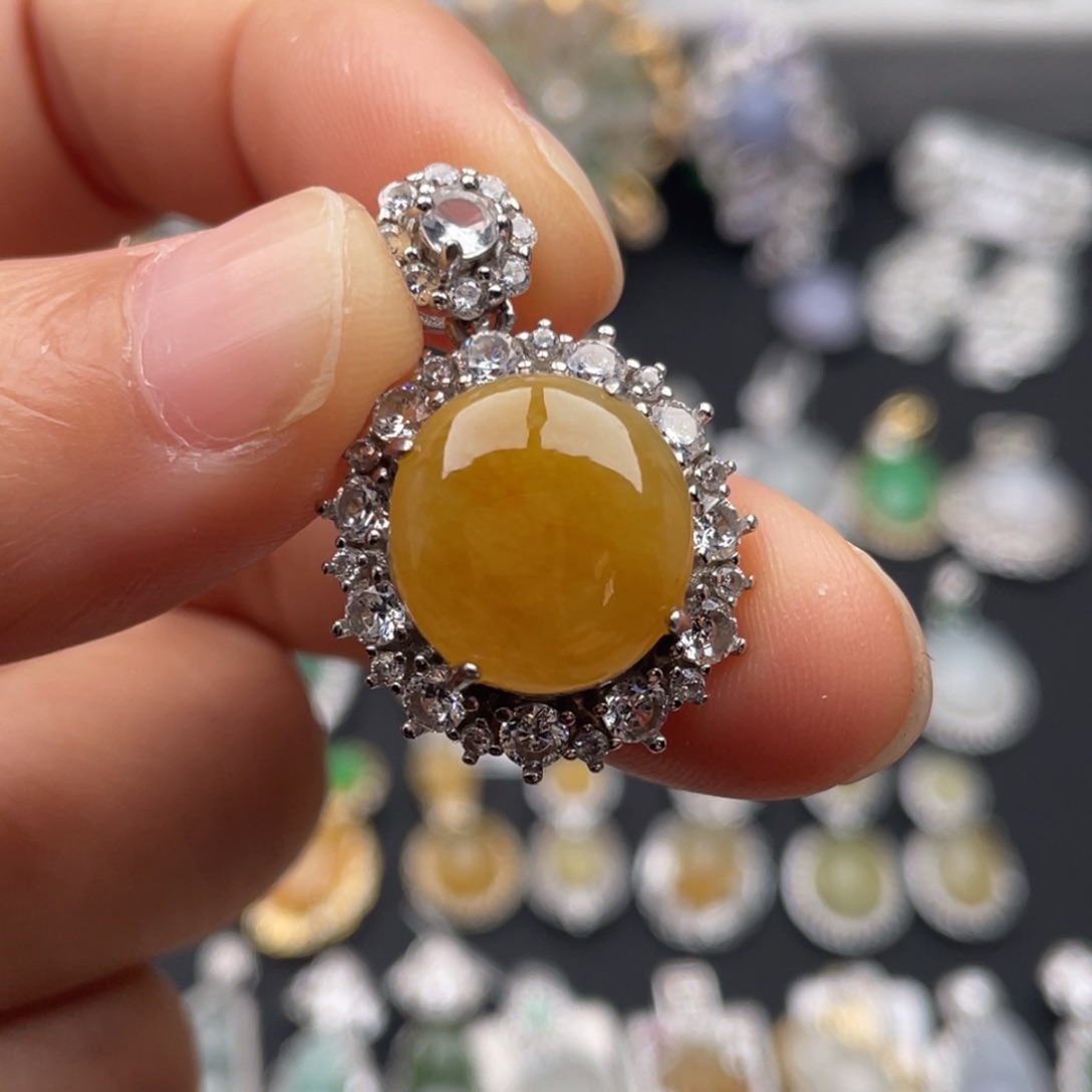 翡翠银S925镶嵌吊坠(不含链)