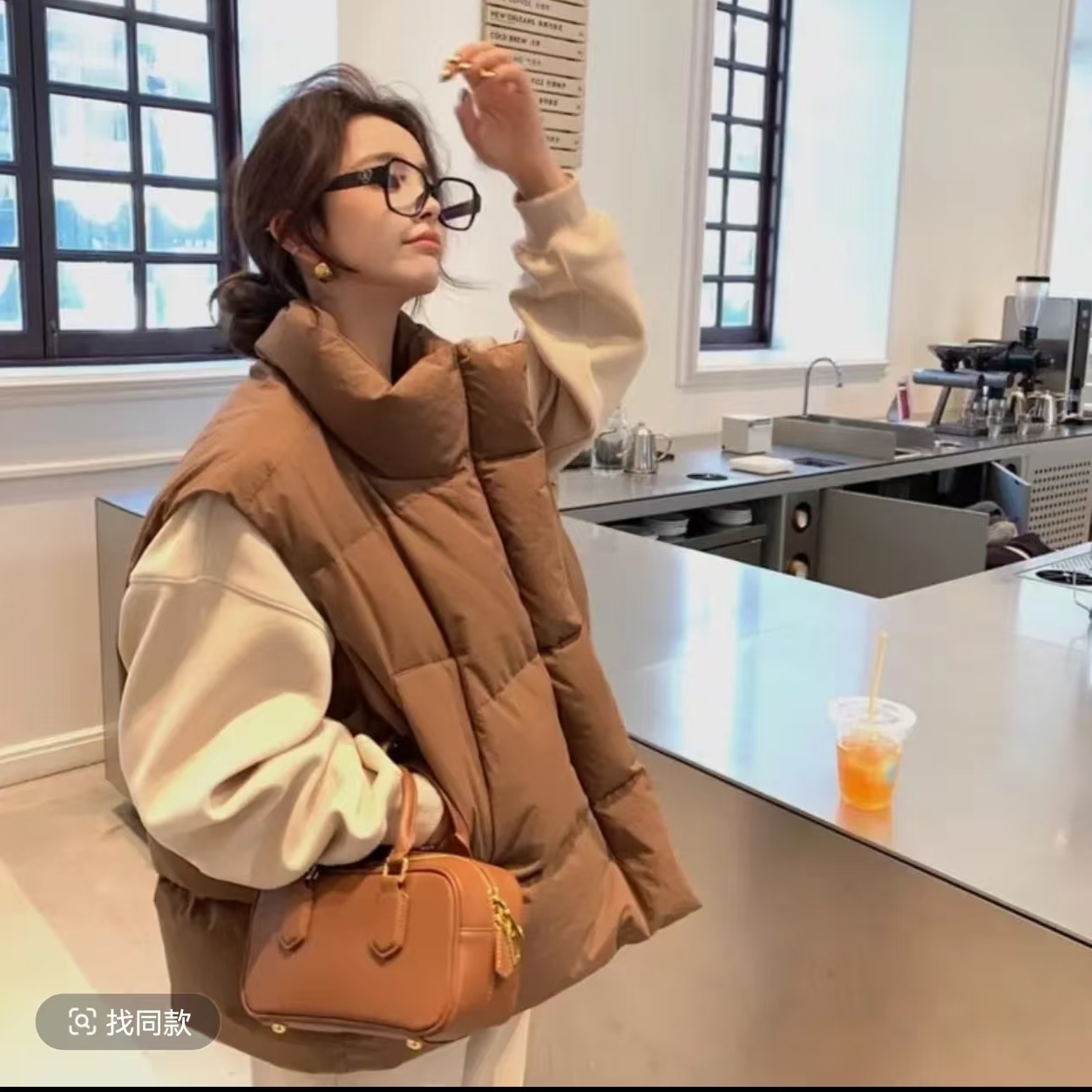 【粉丝福利】马甲女2025新款宽松保暖小欧包白立领马夹