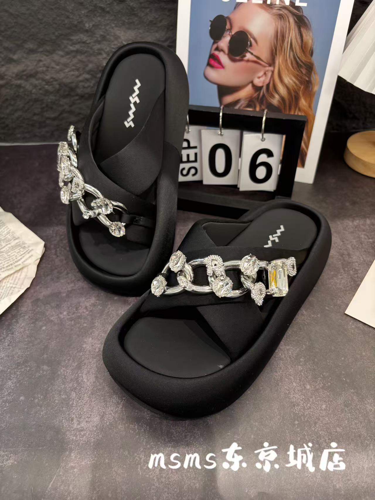 玛莎玛索增高一字拖凉鞋休闲外穿平底时尚