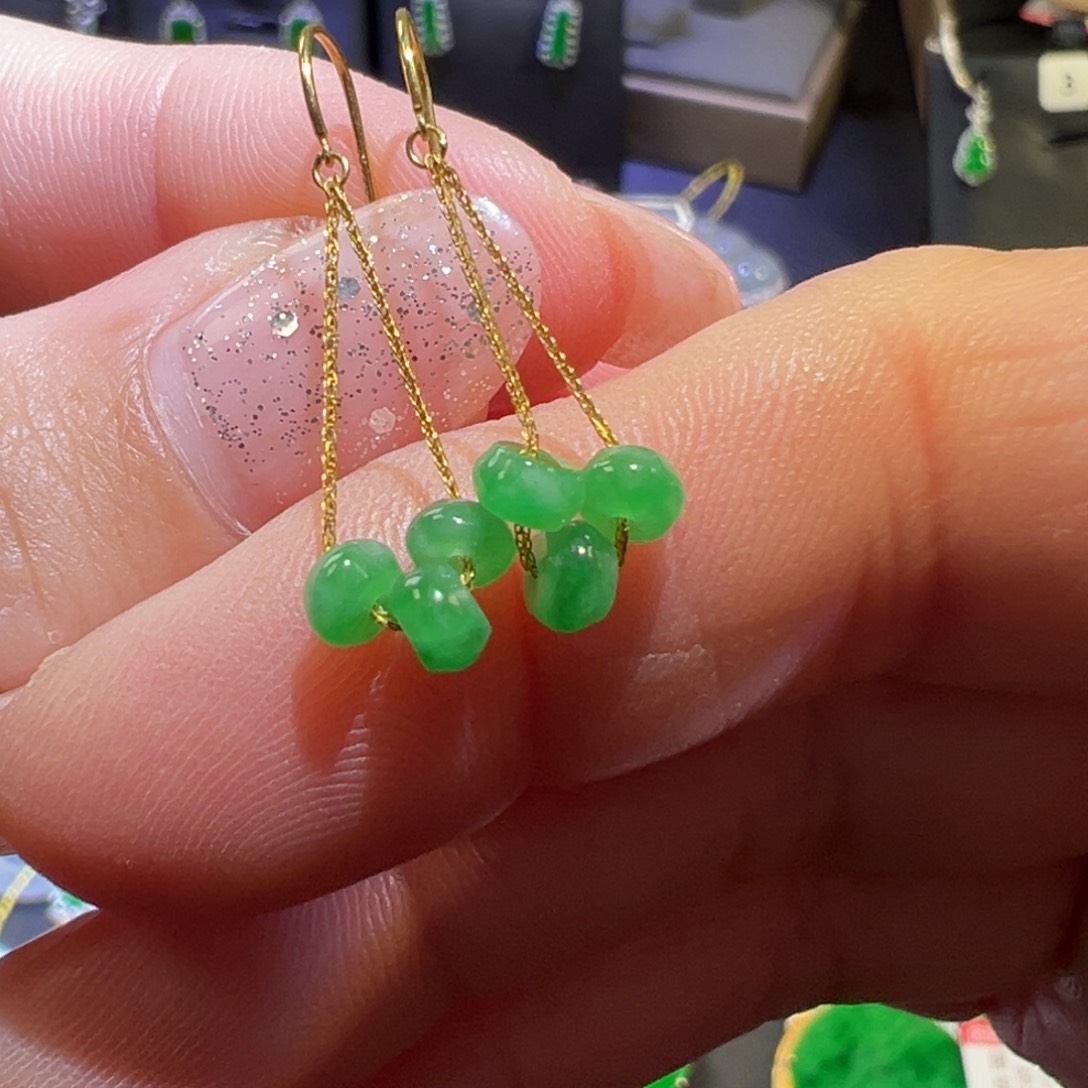 翡翠颈饰18K金镶嵌耳环