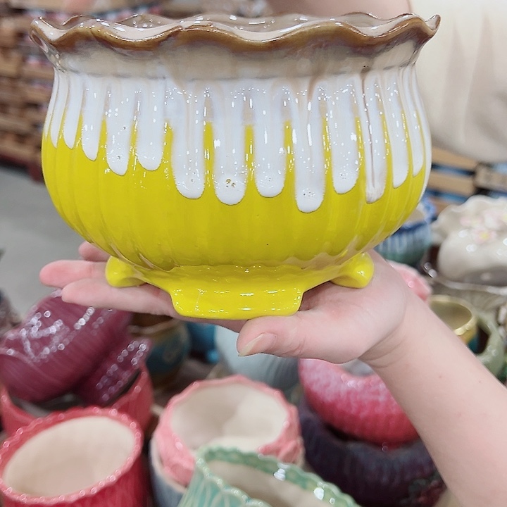 有孔，凑单福利满10元发货陶瓷多肉花盆！