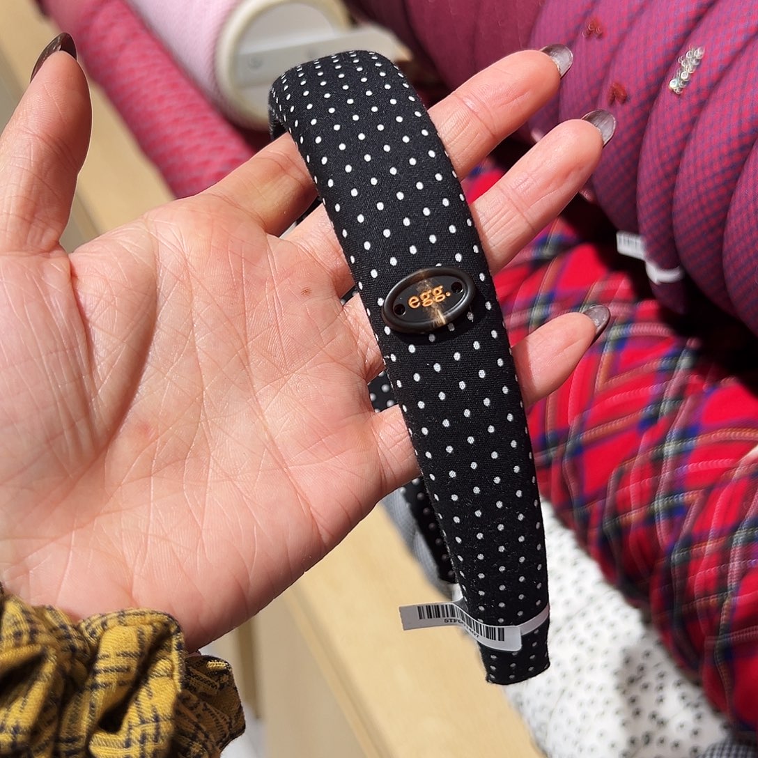 布艺非金属黑色波点发箍