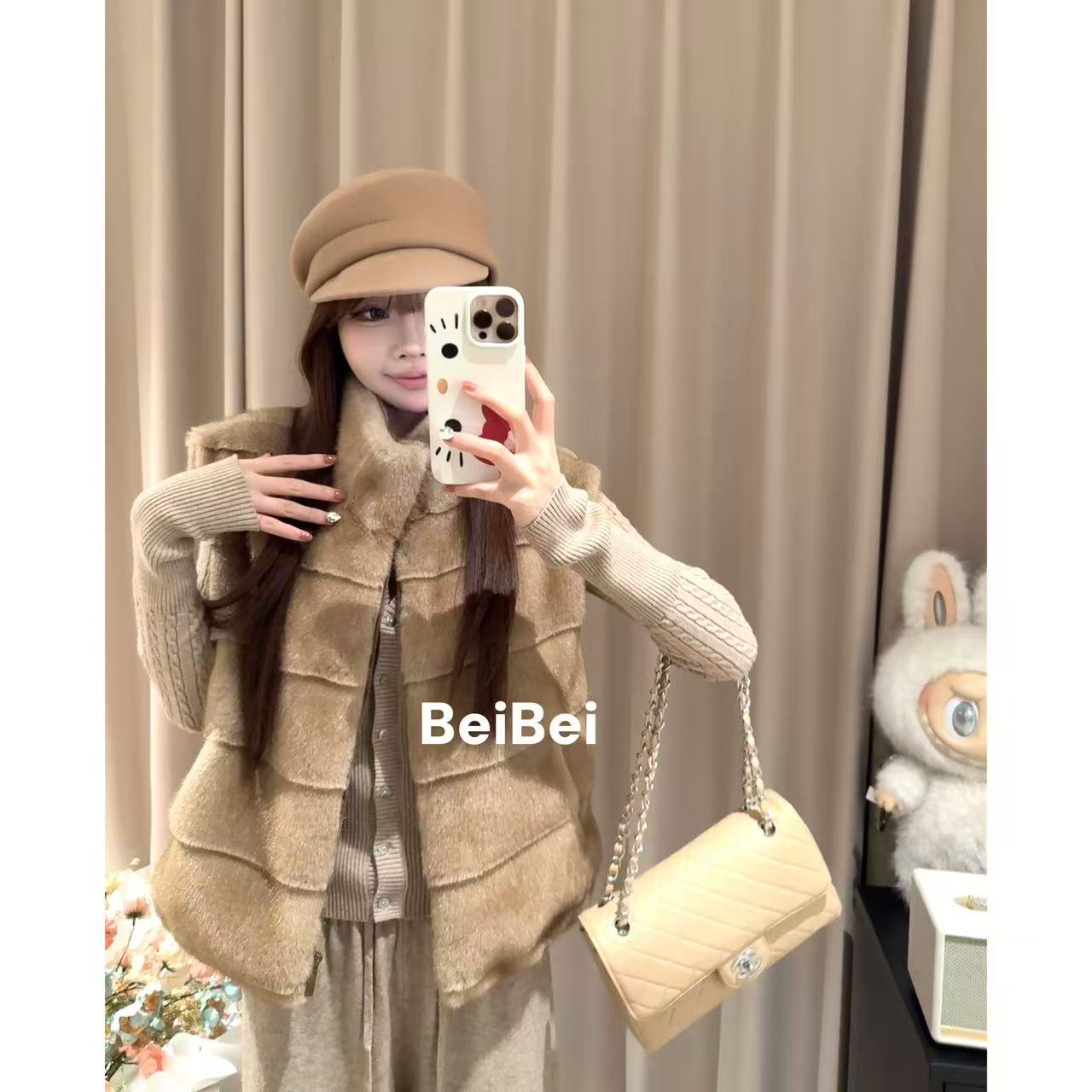  Beibei【中古千金】立领环保仿水貂毛毛马甲秋冬新款女无袖外套