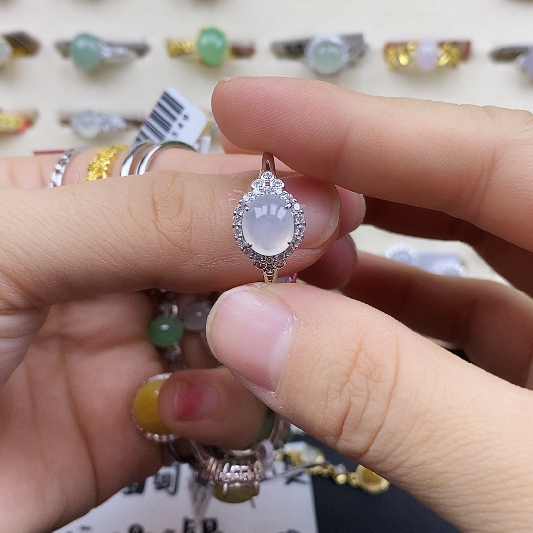 翡翠银S925镶嵌戒指