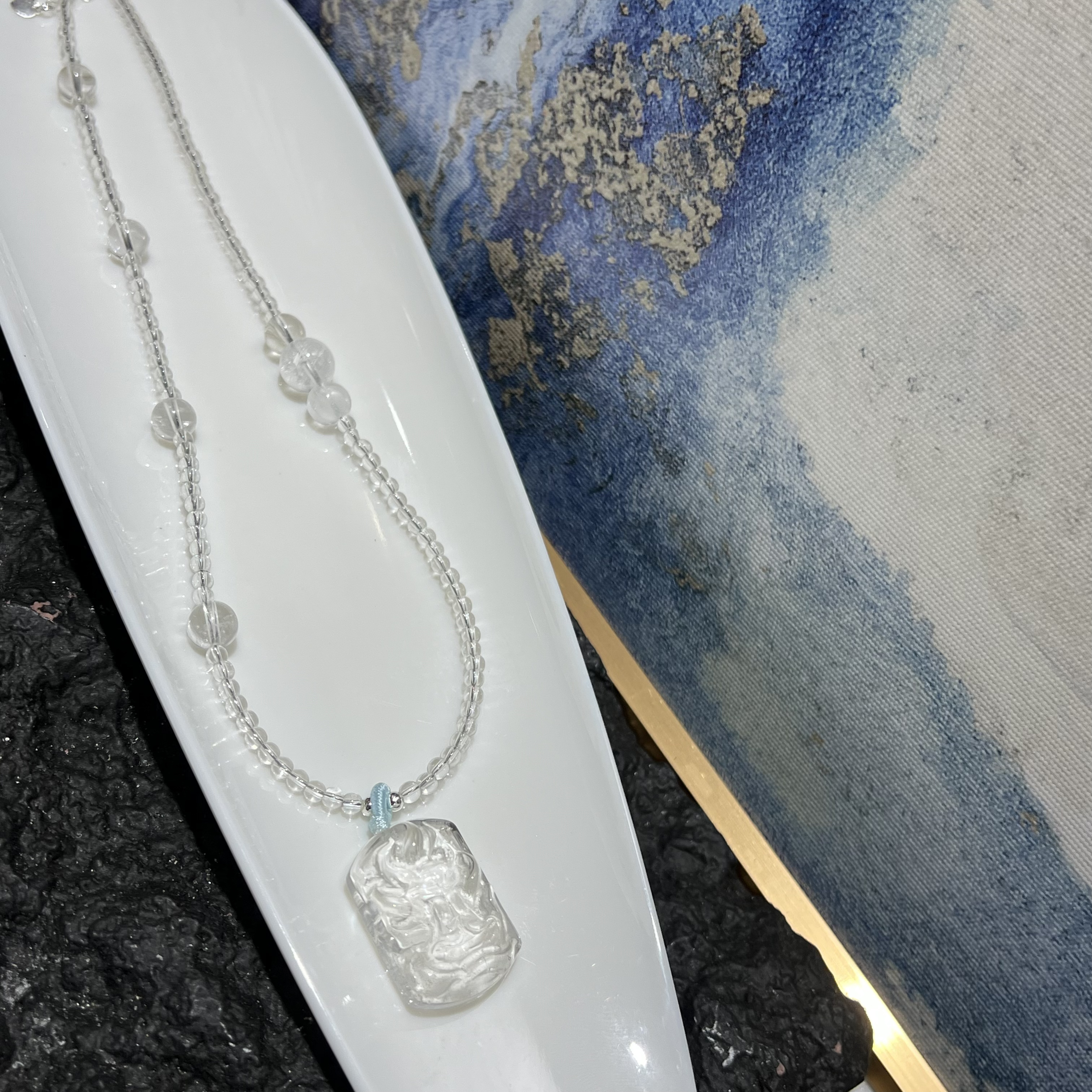 【月月家】BA019天然水晶 白水晶狐牌项链 多样性发其一