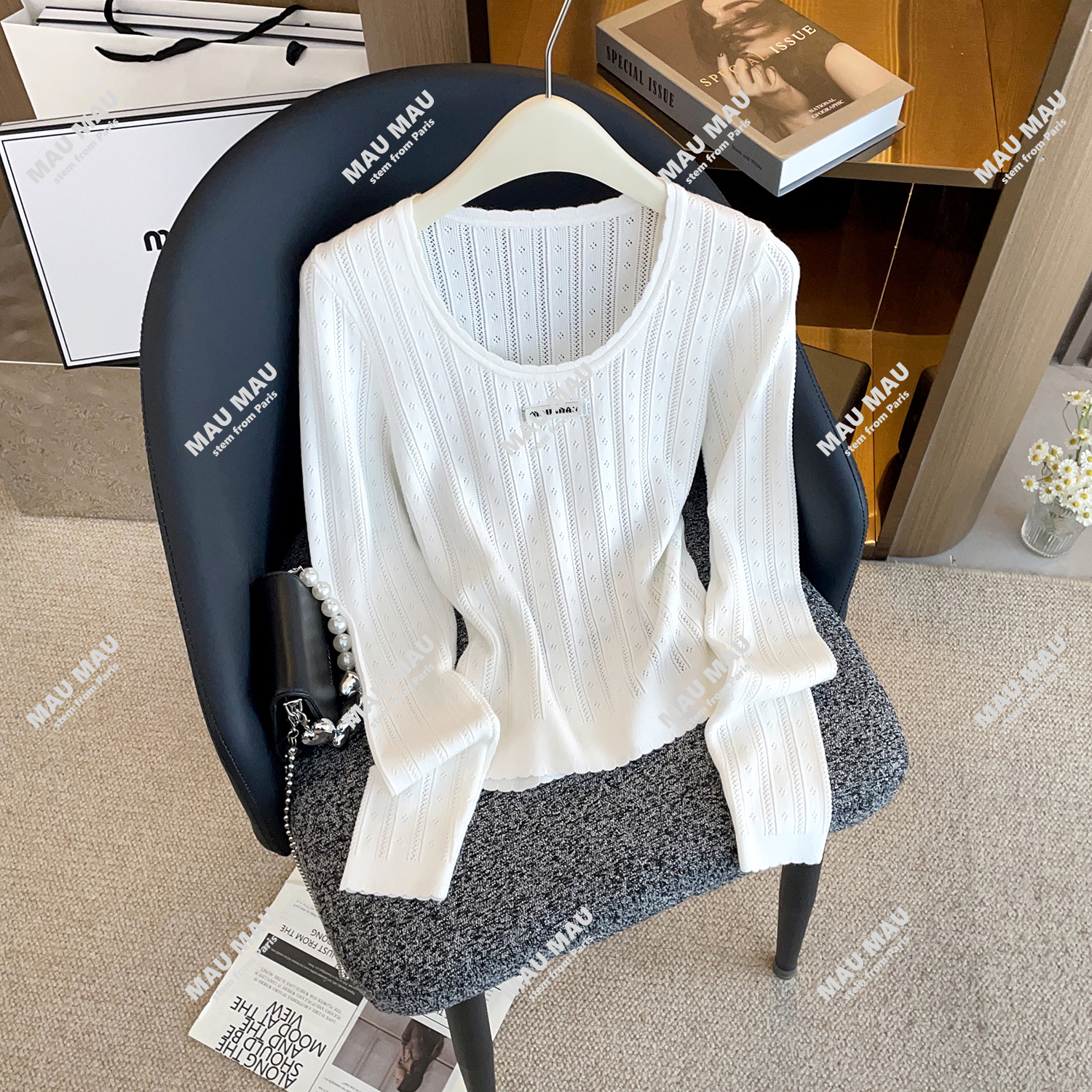 设计感韩系减龄镂空针织衫气质修身显瘦打底衫上衣DY9712