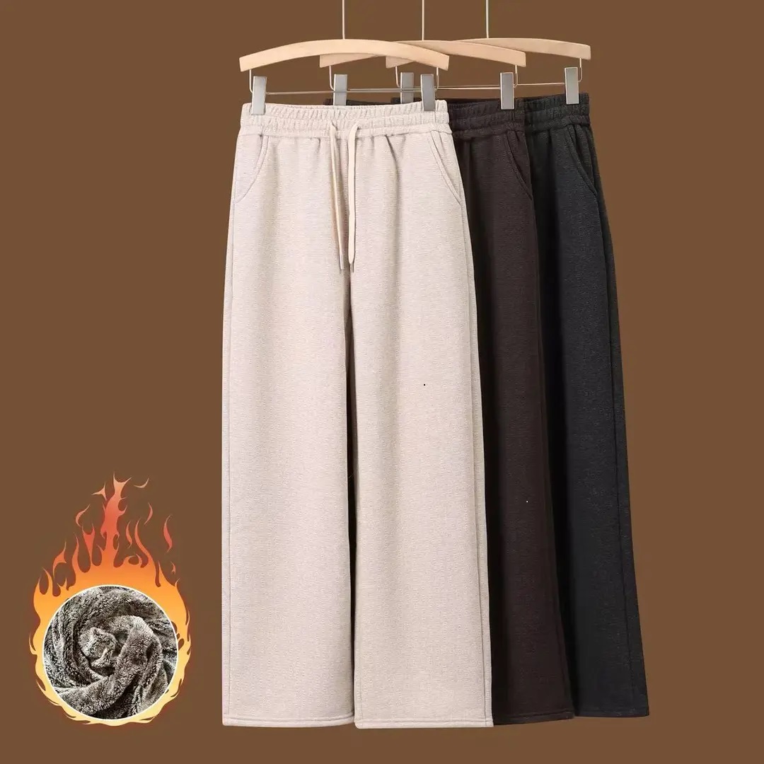 （金标发货）升级款雪貂绒人字纹 羊+绒垂感毛呢裤窄版直筒显瘦女裤