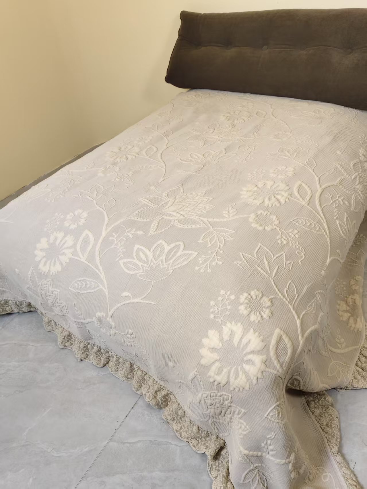 【蔓野三件套】微瑕加大花边秋冬加厚砂洗浮雕亲肤棉麻床盖