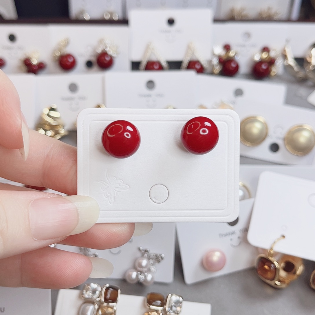 仿珍珠纯铜925银馒头耳钉