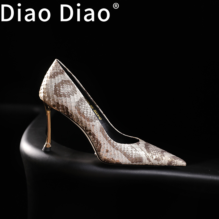 【蟒系魅力】浅口蛇皮百搭尖头高跟轻奢一脚蹬高跟鞋小众细跟