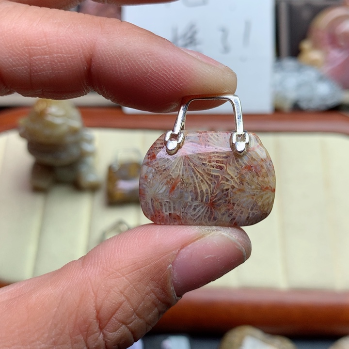 硅化珊瑚（珊瑚玉）颈饰未镶嵌清****?