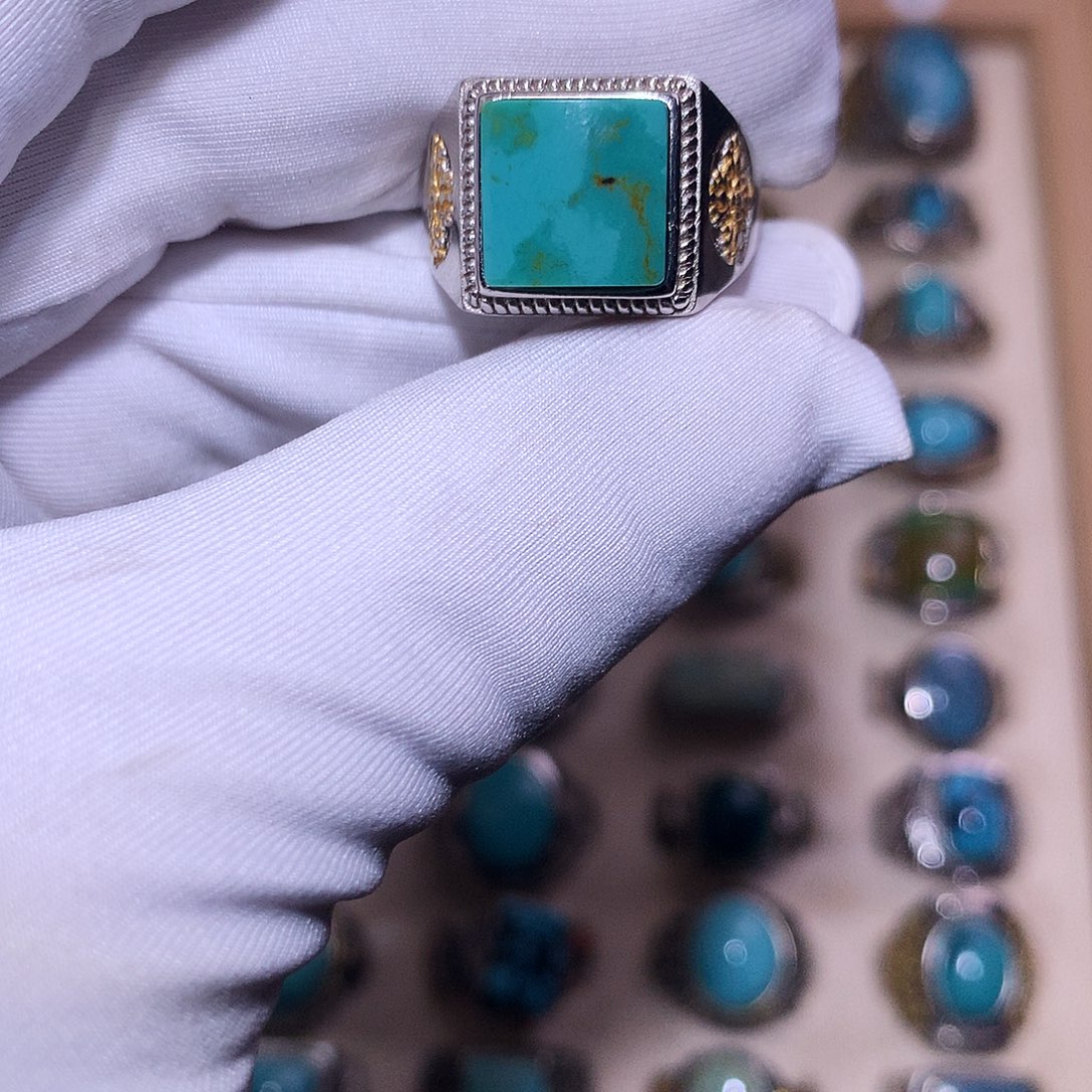 绿松石银S925镶嵌戒指