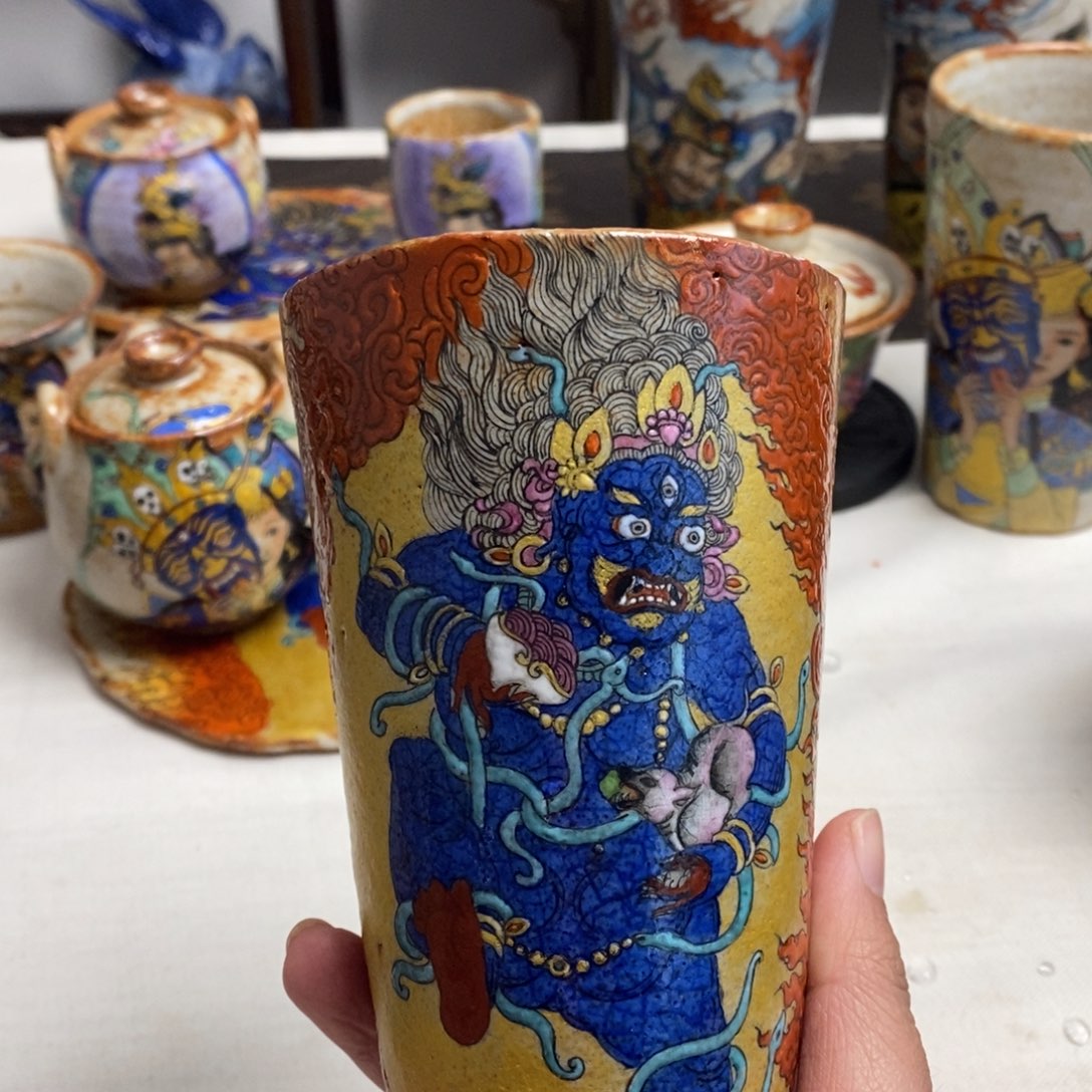 手工手绘黑财财可乐杯