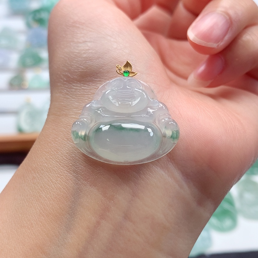 【闪购商品】翡翠吊坠(赠链)18K金镶嵌