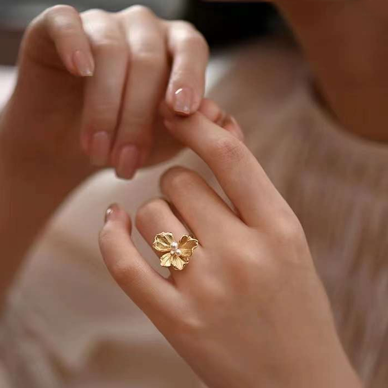 frlian 轻奢珠宝珍珠国风系列高级感优雅气质四瓣繁花设计中古风