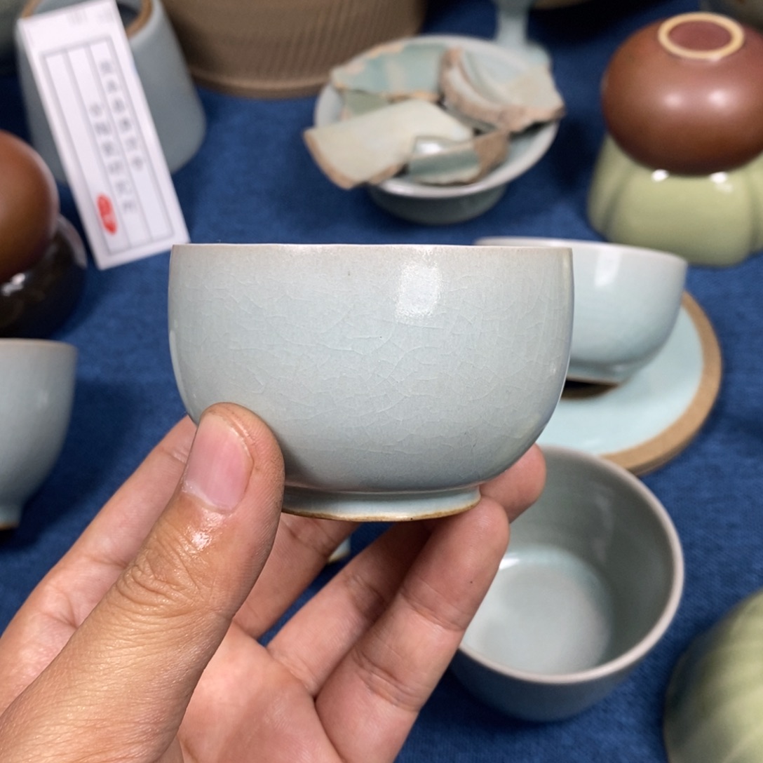 杯子瓷清凉寺手拉坯天青色仿古釉