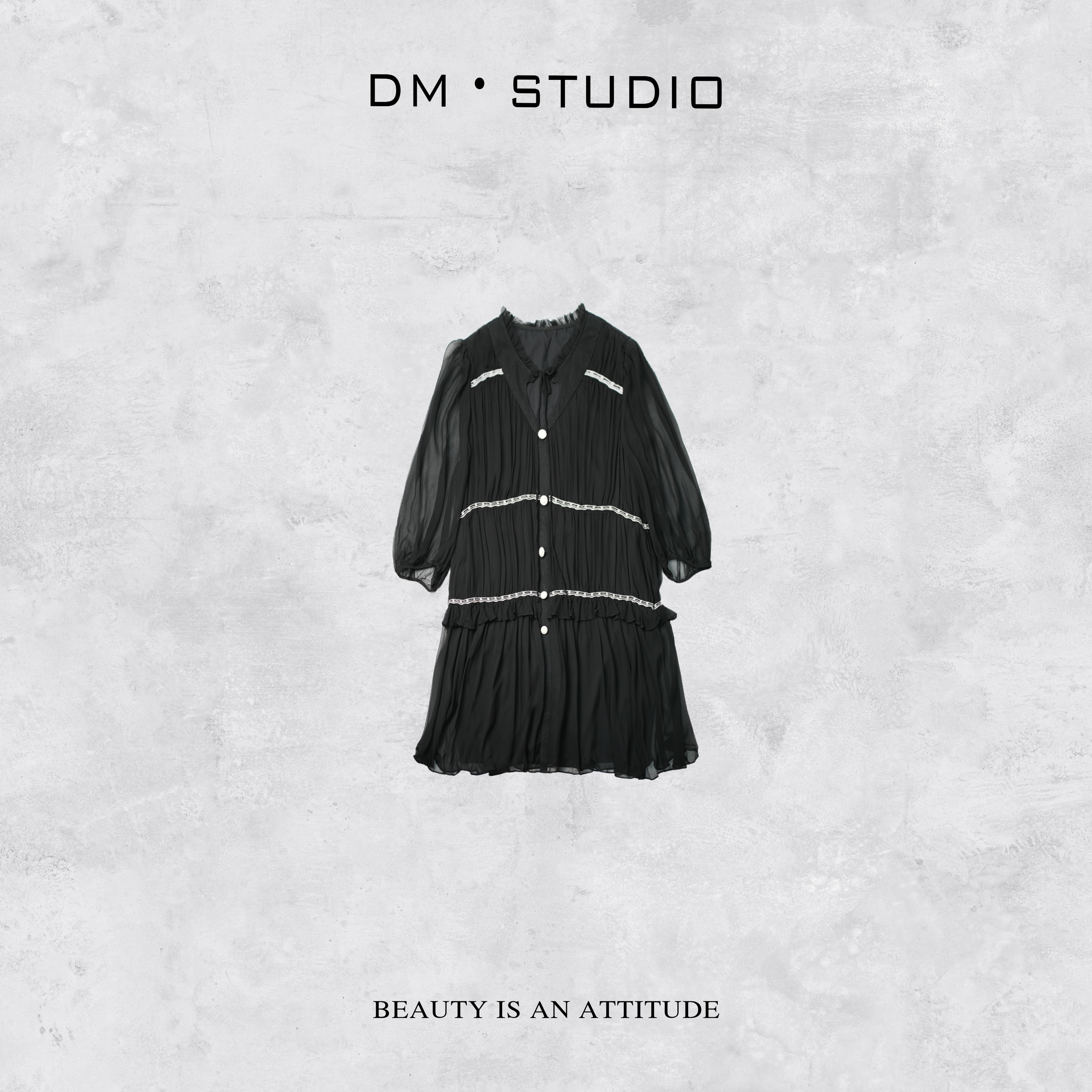 DEDM•STUDIO/度假风气质仙女风宽松显瘦长袖连衣裙2504LYQ/1116