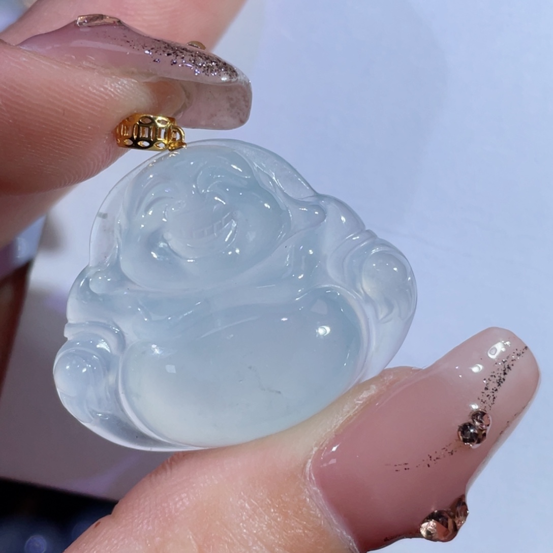 翡翠颈饰18K金镶嵌佛公
