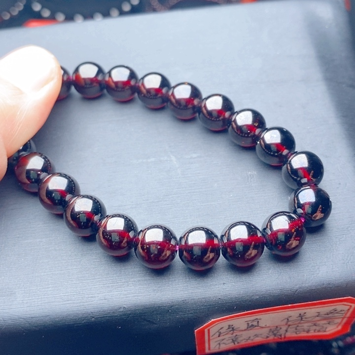 ****.未镶嵌石榴石手链9毫米高货大漏