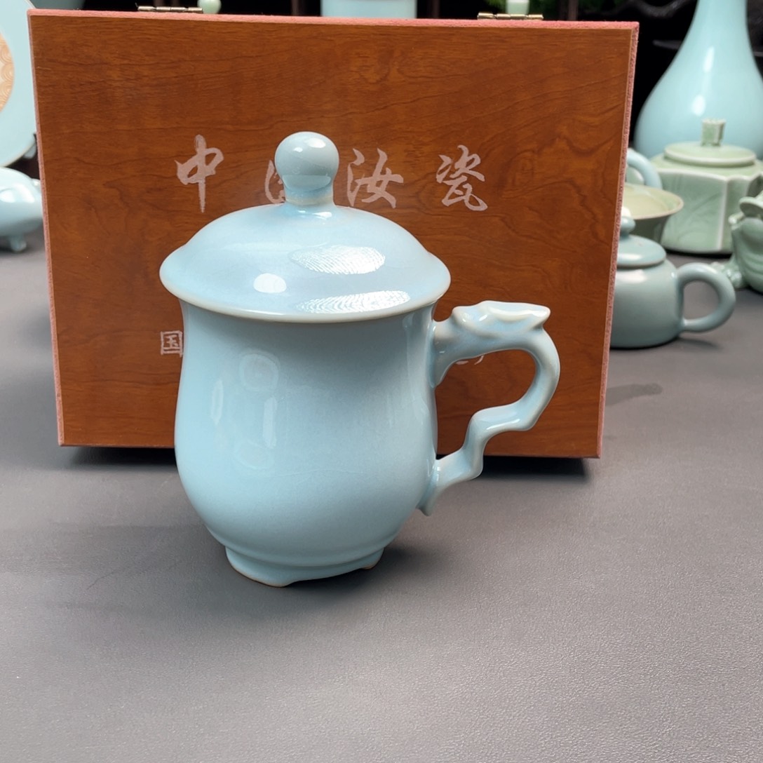 杯天青龙鼎办公杯手工制作