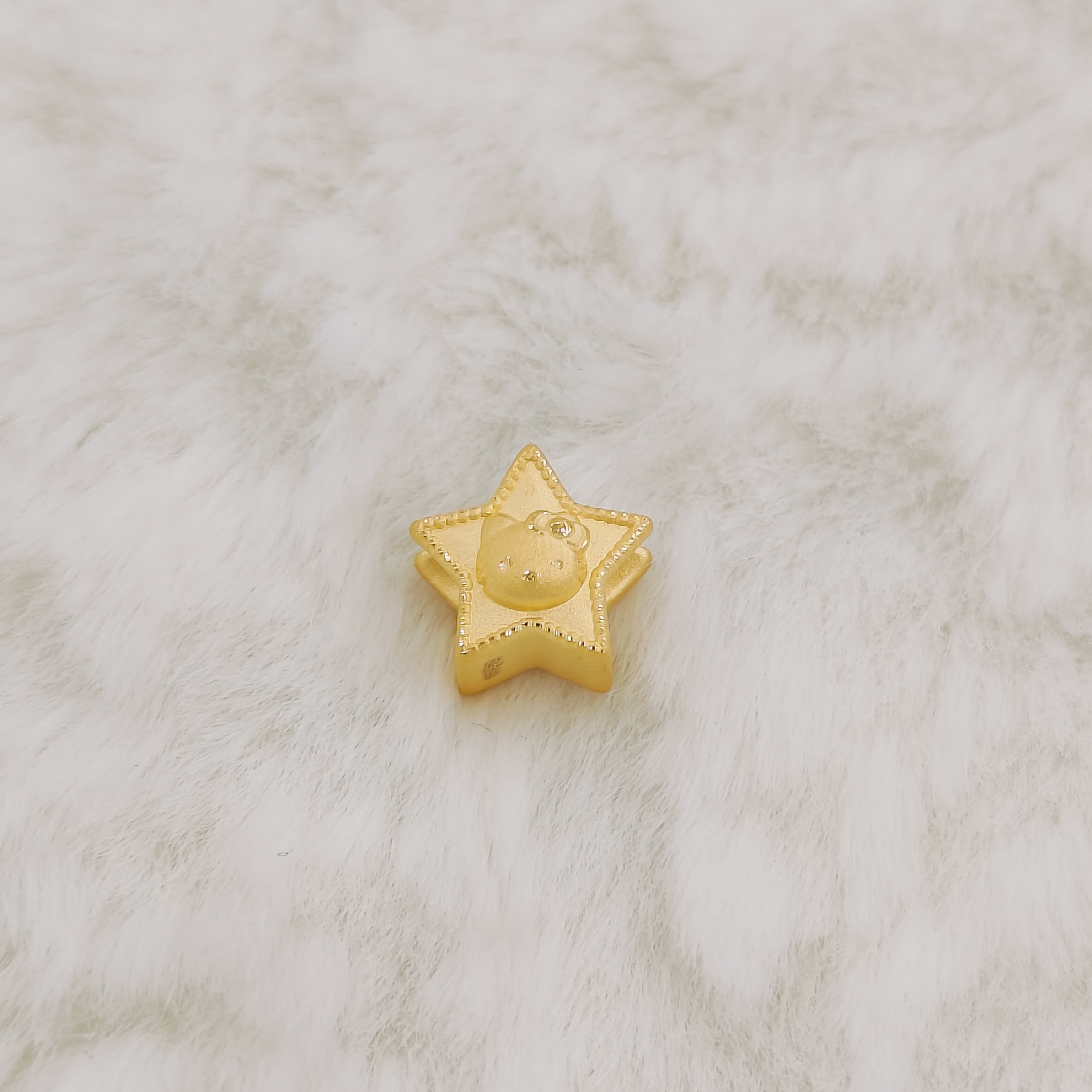 吉金珠宝 足金999Kitty许愿星素金3D硬金转运珠手串