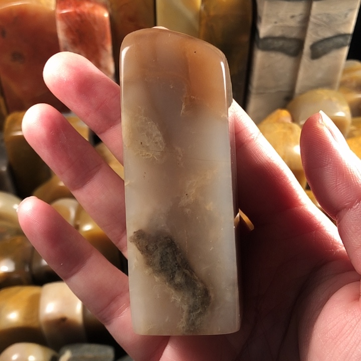 桃***扇昌化石印石昌化冻地印章