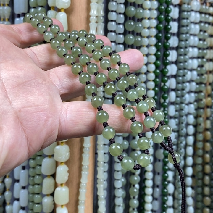 村***长和田玉未镶嵌项链和田玉圆珠项链