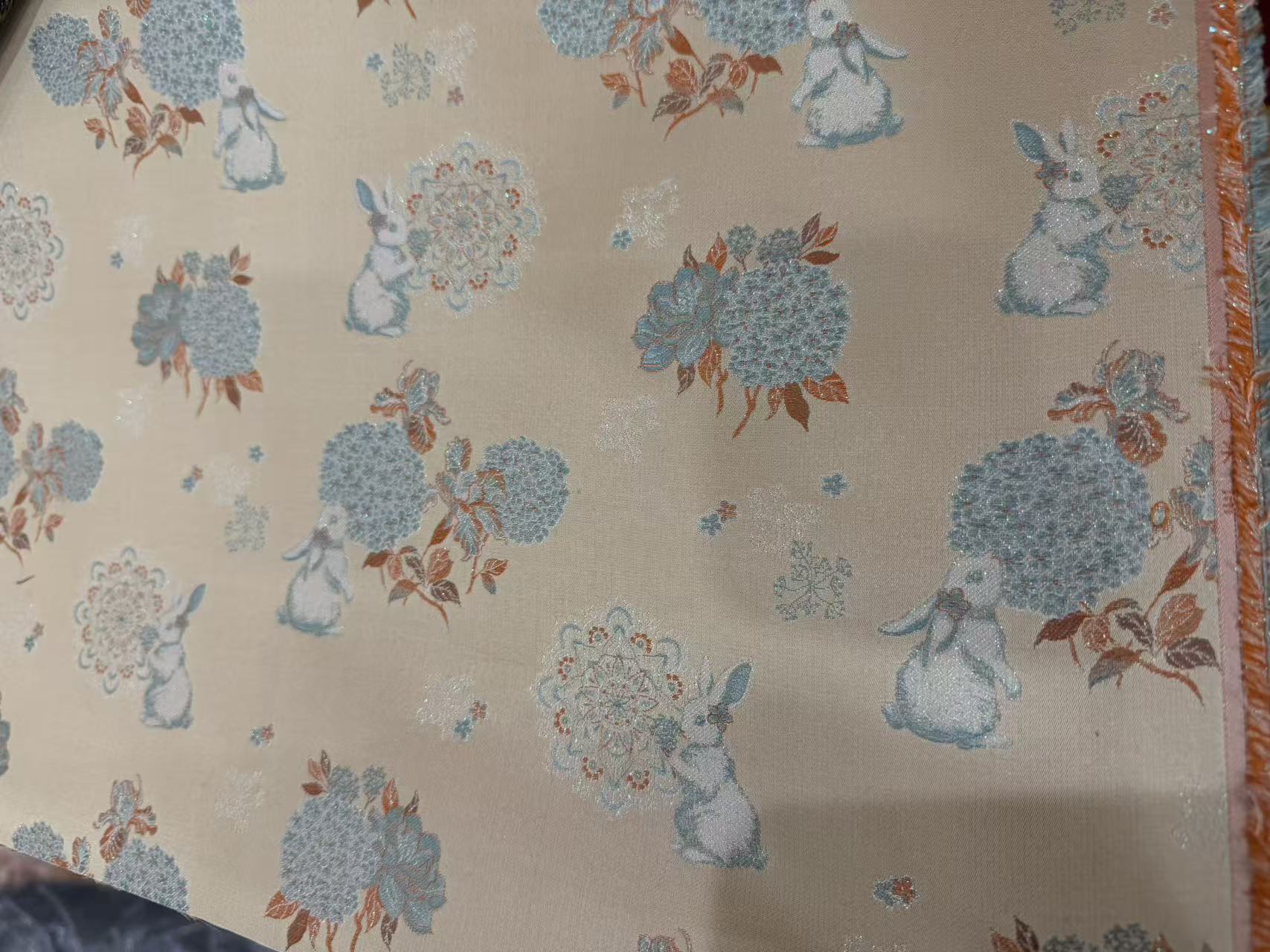 【三马宋锦】【 玉兔绣球】桑蚕丝面料  国风古韵【一经开裁概不退换】