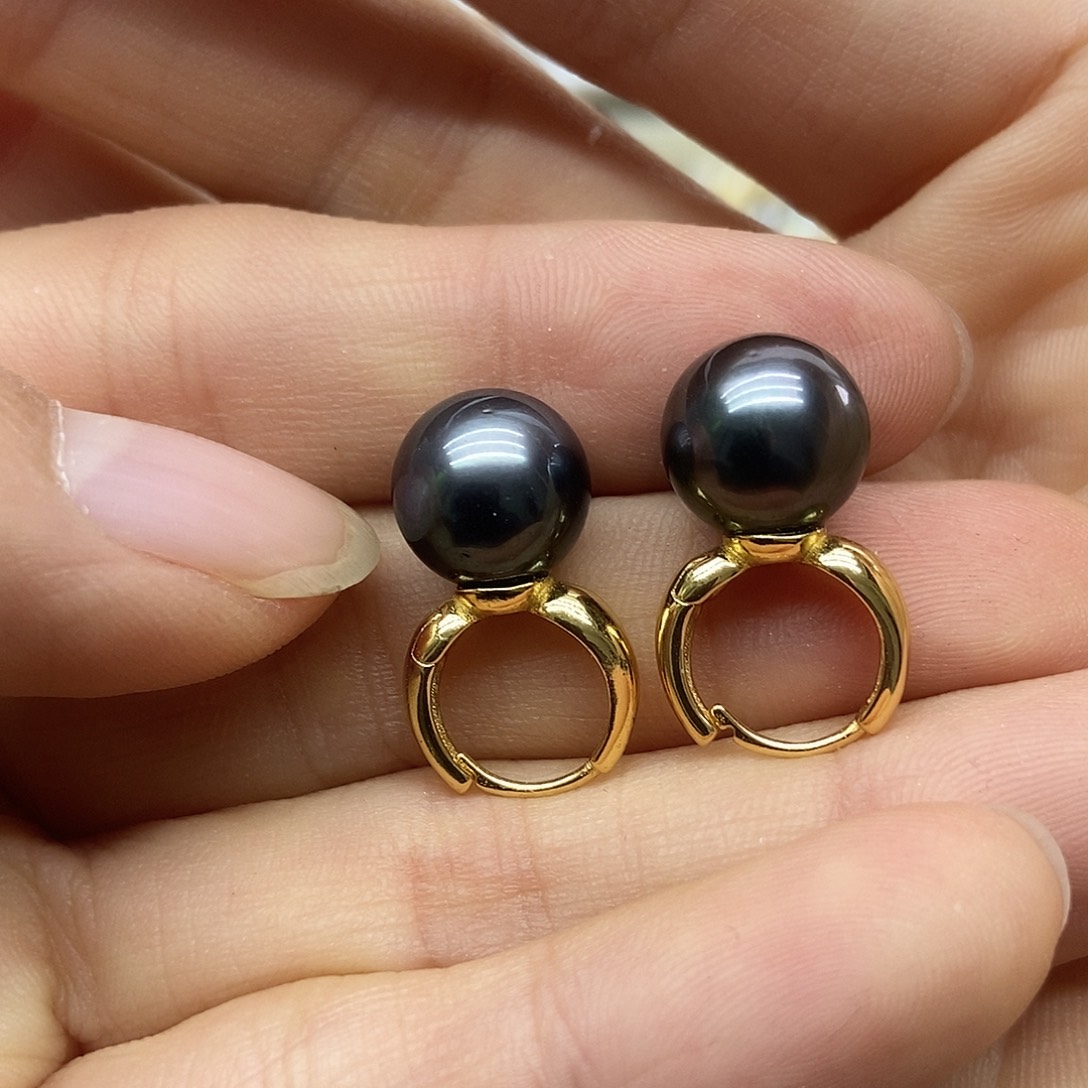 海水珍珠耳饰银S925镶嵌